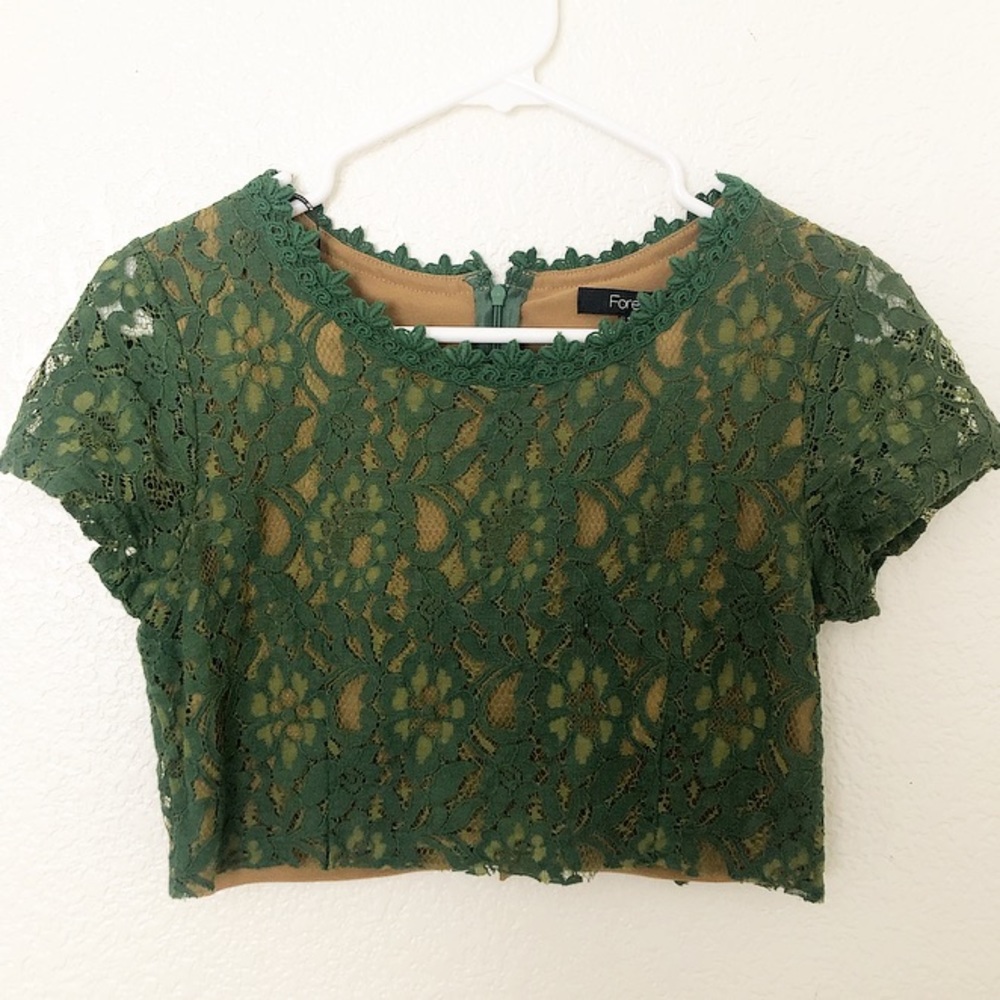 Cropped Lace green top